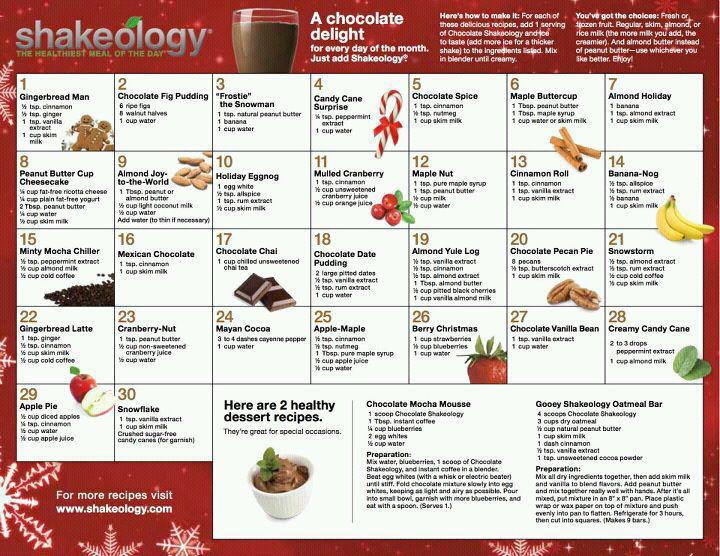 30 Day Shakeology Holiday Calendar Nikki Kuban Minton
