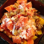 Papaya in oatmeal, tropical oatmeal recipe, how to make oatmeal, breakfast, clean eating, weightloss
